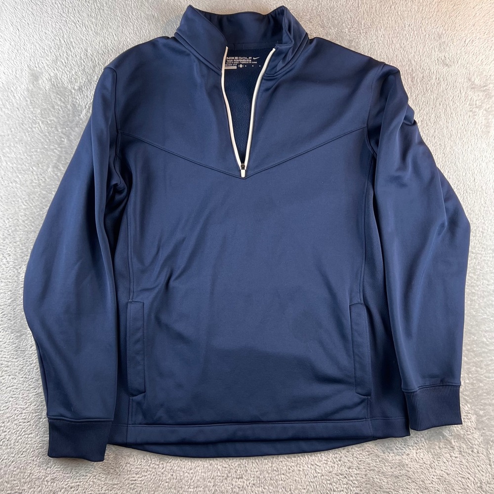Nike Golf Tour Performance Therma-FIT Navy Blue 1/4 Zip Pullover Mens Medium